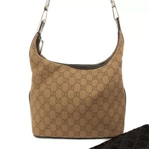 Sale - Beautiful Gucci GG Canvas and Leather Hobo Shoulder Bag